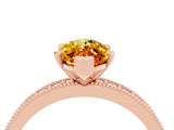 Rose gold Marquise Cut Citrine Milgrain Pavé Engagement Ring with Four-Prong Setting_4