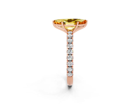 Rose gold Marquise Cut Citrine Pavé Solitaire Engagement Ring with Four-Prong Setting_14