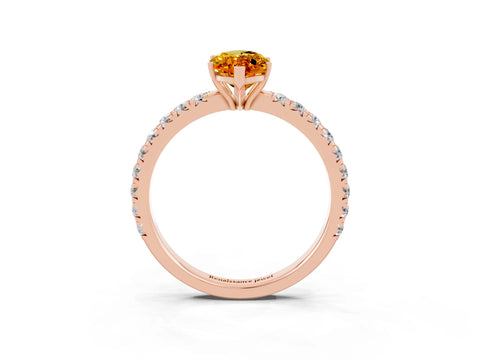 Rose gold Marquise Cut Citrine Pavé Solitaire Engagement Ring with Four-Prong Setting_15
