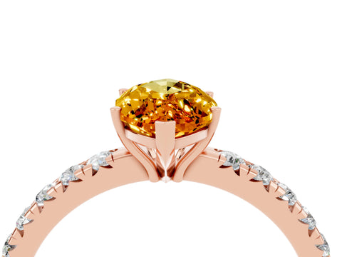 Rose gold Marquise Cut Citrine Pavé Solitaire Engagement Ring with Four-Prong Setting_16