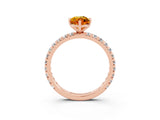 Rose gold Marquise Cut Citrine Pavé Solitaire Ring with Round Band and Prong Setting_15