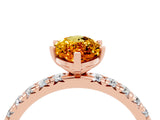 Rose gold Marquise Cut Citrine Pavé Solitaire Ring with Round Band and Prong Setting_16