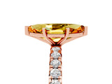 Rose gold Marquise Cut Citrine Pavé Solitaire Ring with Round Band and Prong Setting_17