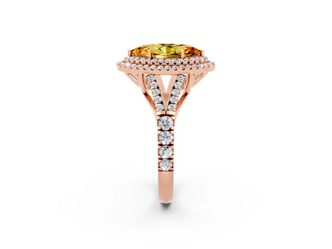Rose gold Marquise Cut Citrine Pavé Split Shank Double Halo Engagement Ring_2