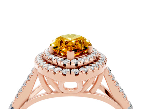 Rose gold Marquise Cut Citrine Pavé Split Shank Double Halo Engagement Ring_4