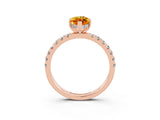 Rose gold Marquise Cut Citrine Pave Band Solitaire Ring with Four-Prong Setting_27