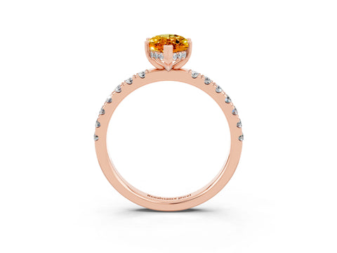 Rose gold Marquise Cut Citrine Pave Band Solitaire Ring with Four-Prong Setting_27