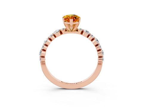 Rose gold Marquise Cut Citrine Prong Set Engagement Ring with Pavé Band_3
