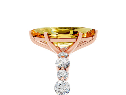 Rose gold Marquise Cut Citrine Prong Set Engagement Ring with Pavé Band_5