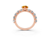 Rose gold Marquise Cut Citrine Prong Setting with Side Stones on a Pave Band_3