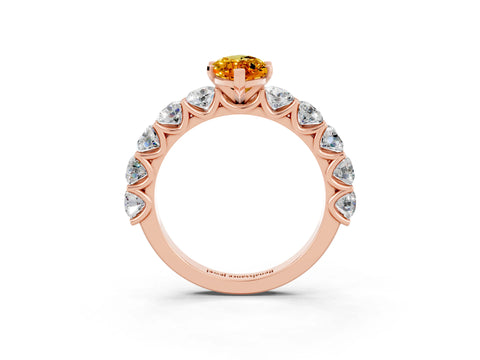 Rose gold Marquise Cut Citrine Prong Setting with Side Stones on a Pave Band_3