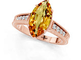 Rose gold Marquise Cut Citrine Ring with Milgrain Pavé Band and Four-Prong Setting_13