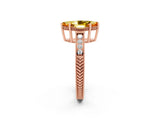 Rose gold Marquise Cut Citrine Ring with Milgrain Pavé Band and Four-Prong Setting_14