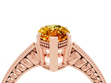 Rose gold Marquise Cut Citrine Ring with Milgrain Pavé Band and Four-Prong Setting_16