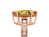 Rose gold Marquise Cut Citrine Ring with Milgrain Pavé Band and Four-Prong Setting_17