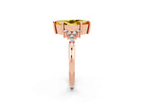 Rose gold Marquise Cut Citrine Ring with Side Stones and Four-Prong Setting_38