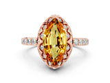 Rose gold Marquise Cut Citrine Scalloped Halo Engagement Ring with Round Shared Prong Band_12