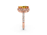 Rose gold Marquise Cut Citrine Scalloped Halo Engagement Ring with Round Shared Prong Band_14
