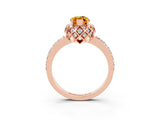 Rose gold Marquise Cut Citrine Scalloped Halo Engagement Ring with Round Shared Prong Band_15