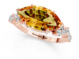Rose gold Marquise Cut Citrine Scattered Round Accent Ring with Prong Setting_13