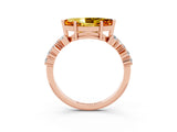Rose gold Marquise Cut Citrine Scattered Round Accent Ring with Prong Setting_15