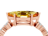 Rose gold Marquise Cut Citrine Scattered Round Accent Ring with Prong Setting_16