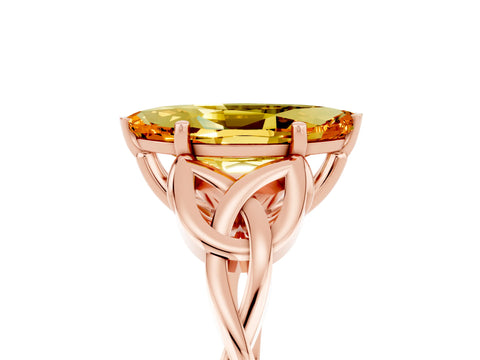 Rose gold Marquise Cut Citrine Solitaire Celtic Knot Ring with Four-Prong Setting_17