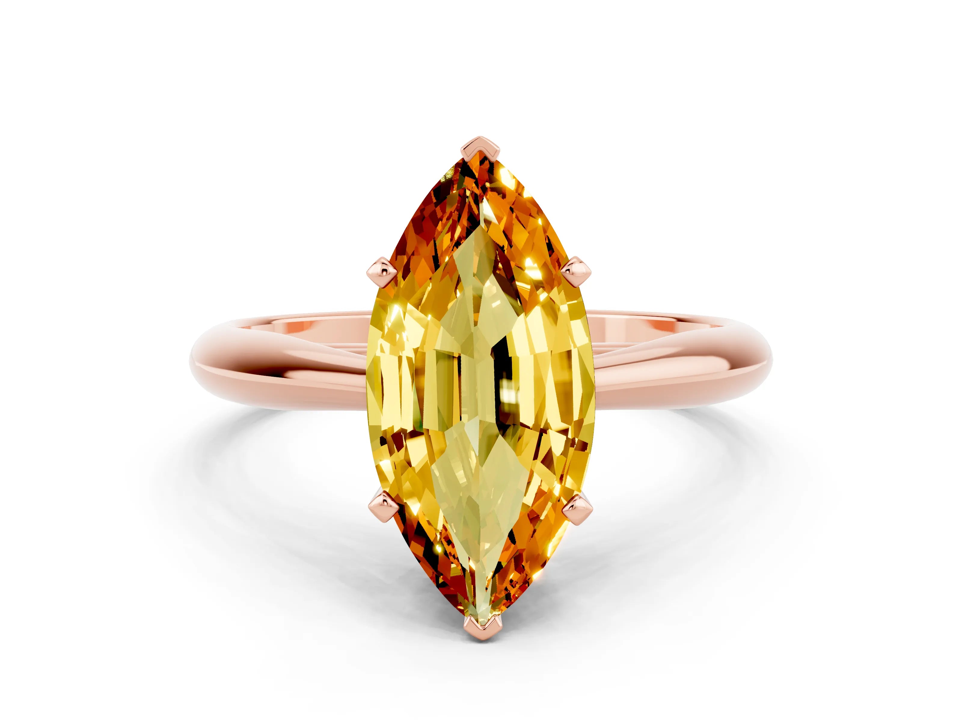 Rose gold Marquise Cut Citrine Solitaire Engagement Ring with Cathedral Setting and Four-Prong Mount_12