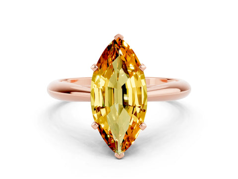 Rose gold Marquise Cut Citrine Solitaire Engagement Ring with Cathedral Setting and Four-Prong Mount_12
