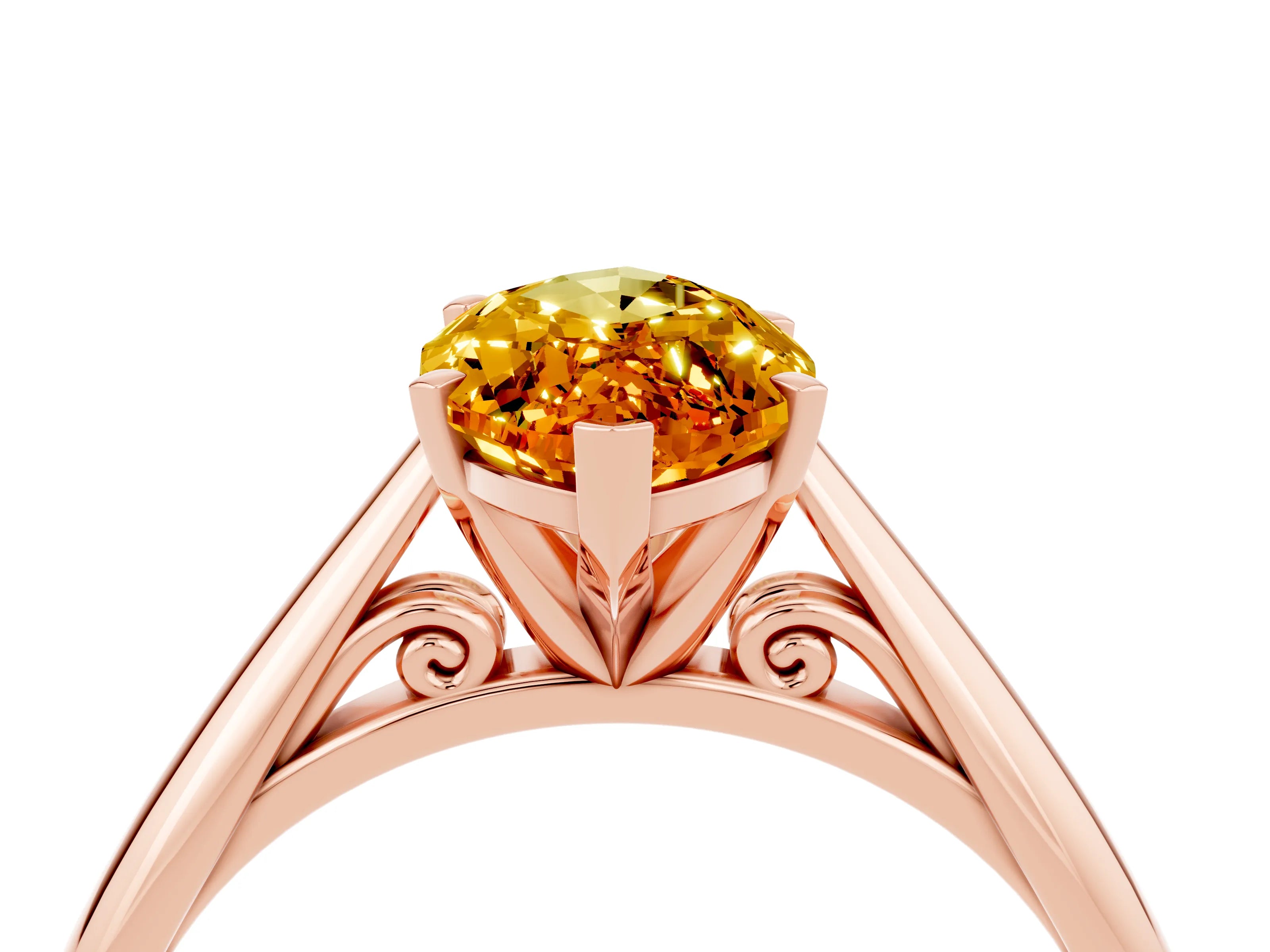 Rose gold Marquise Cut Citrine Solitaire Engagement Ring with Cathedral Setting and Four-Prong Mount_16