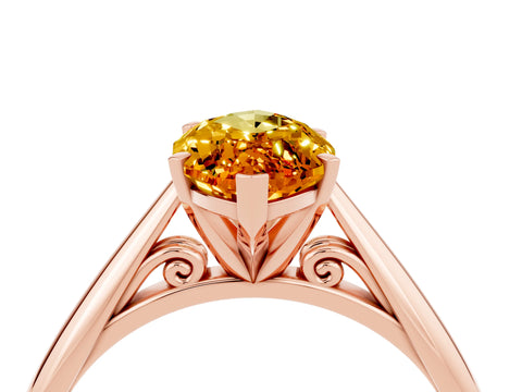 Rose gold Marquise Cut Citrine Solitaire Engagement Ring with Cathedral Setting and Four-Prong Mount_16
