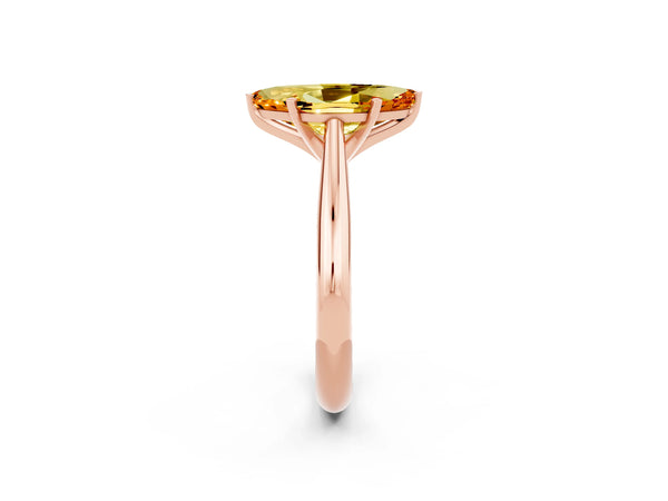 Rose gold Marquise Cut Citrine Solitaire Engagement Ring with Cathedral Setting and Four-Prong Mount