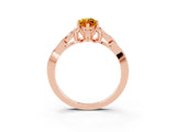 Rose gold Marquise Cut Citrine Solitaire Engagement Ring with Celtic Knot Band and Four-Prong Setting_3