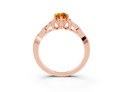 Rose gold Marquise Cut Citrine Solitaire Engagement Ring with Celtic Knot Band and Four-Prong Setting_3
