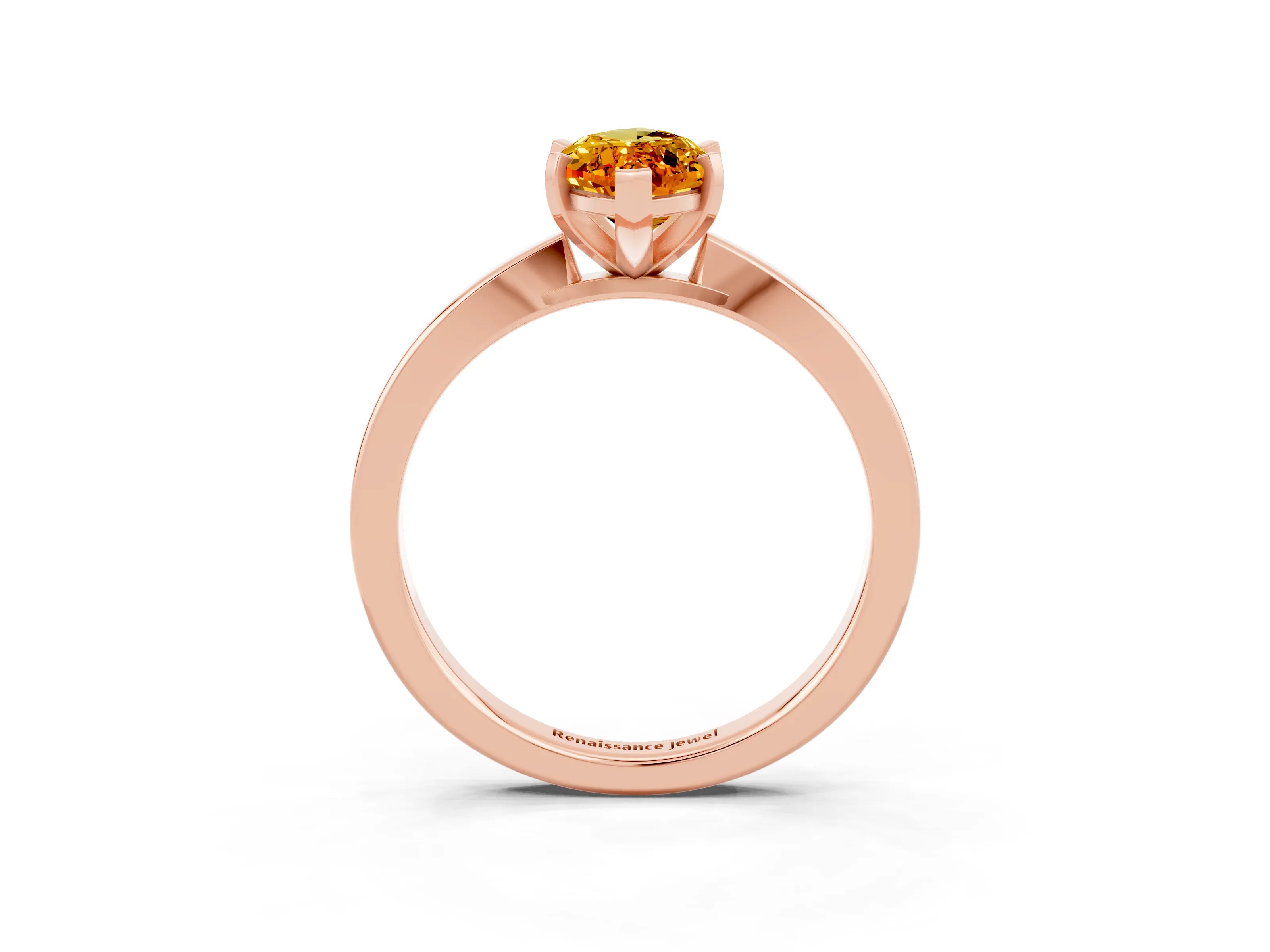 Rose gold Marquise Cut Citrine Solitaire Engagement Ring with Classic Band and Four-Prong Setting_27