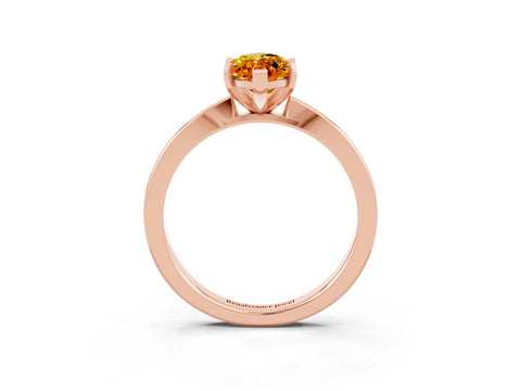 Rose gold Marquise Cut Citrine Solitaire Engagement Ring with Classic Band and Four-Prong Setting_27