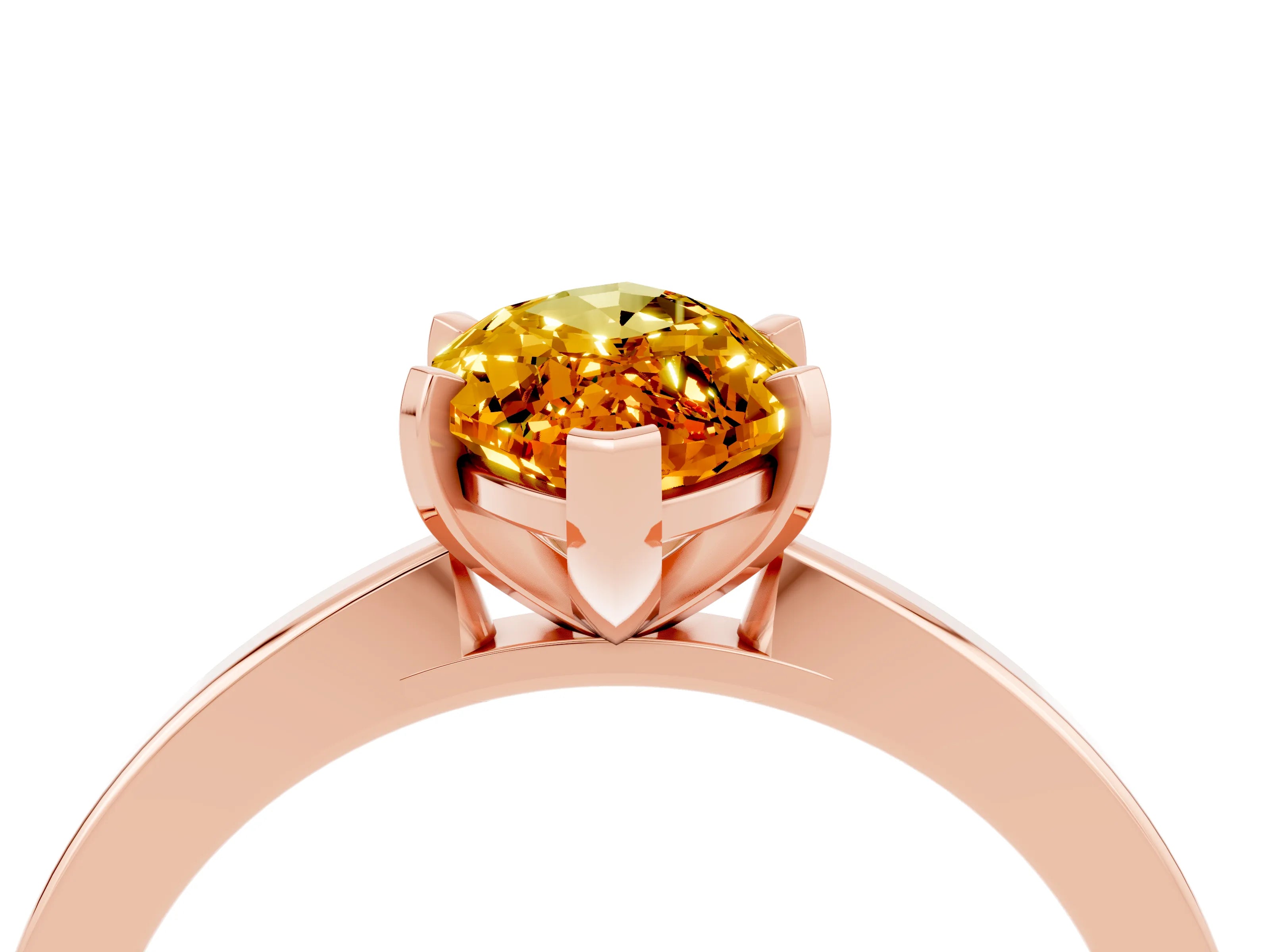 Rose gold Marquise Cut Citrine Solitaire Engagement Ring with Classic Band and Four-Prong Setting_28