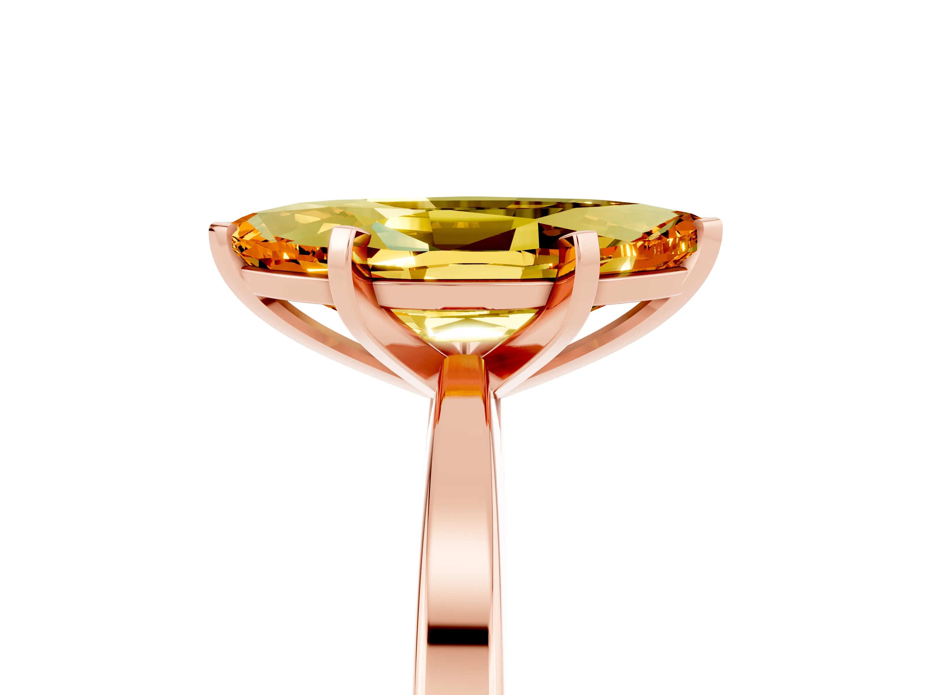 Rose gold Marquise Cut Citrine Solitaire Engagement Ring with Classic Band and Four-Prong Setting_29