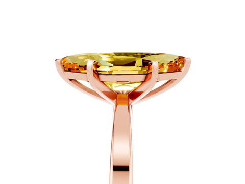 Rose gold Marquise Cut Citrine Solitaire Engagement Ring with Classic Band and Four-Prong Setting_29