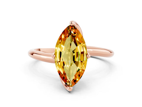 Rose gold Marquise Cut Citrine Solitaire Engagement Ring with Four-Prong Setting and Classic Band_12