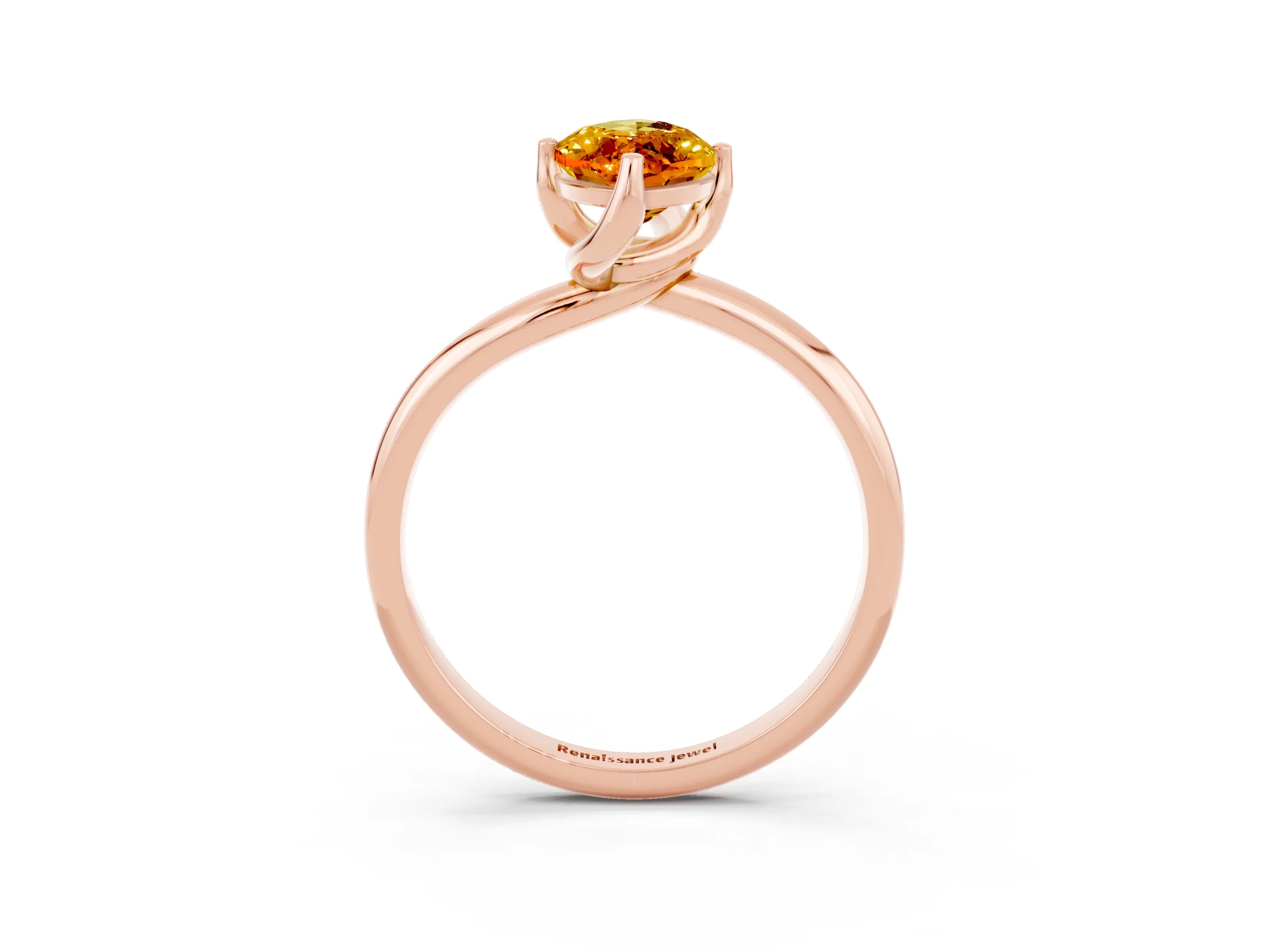 Rose gold Marquise Cut Citrine Solitaire Engagement Ring with Four-Prong Setting and Classic Band_15