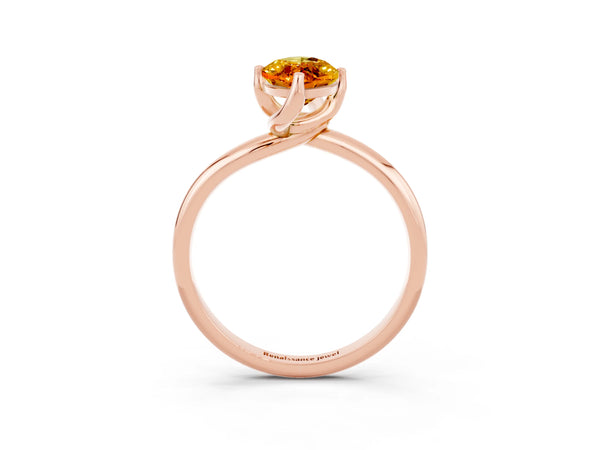 Rose gold Marquise Cut Citrine Solitaire Engagement Ring with Four-Prong Setting and Classic Band