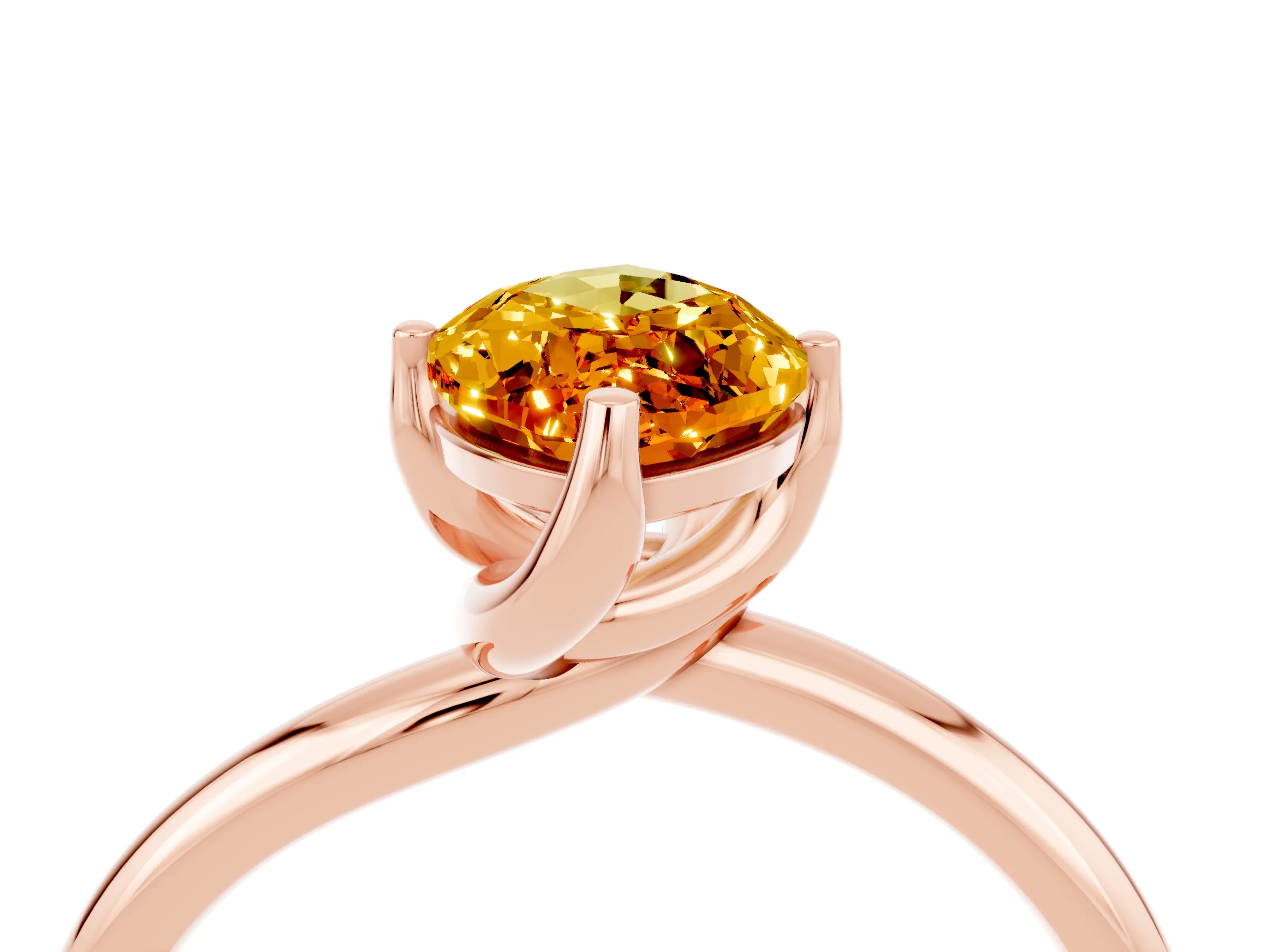 Rose gold Marquise Cut Citrine Solitaire Engagement Ring with Four-Prong Setting and Classic Band_16