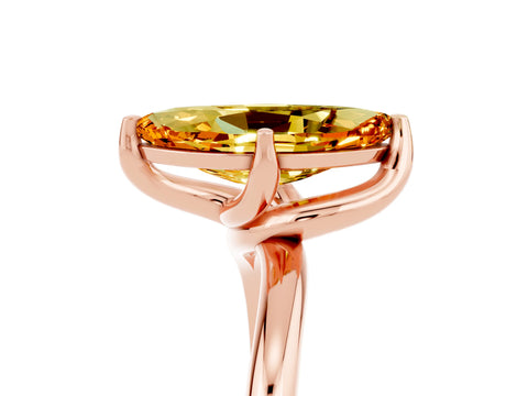Rose gold Marquise Cut Citrine Solitaire Engagement Ring with Four-Prong Setting and Classic Band_17