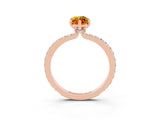 Rose gold Marquise Cut Citrine Solitaire Engagement Ring with Pavé Band and Four-Prong Setting_3