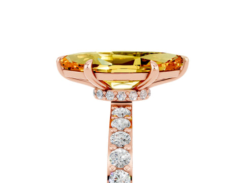 Rose gold Marquise Cut Citrine Solitaire Engagement Ring with Pavé Band and Four-Prong Setting_5