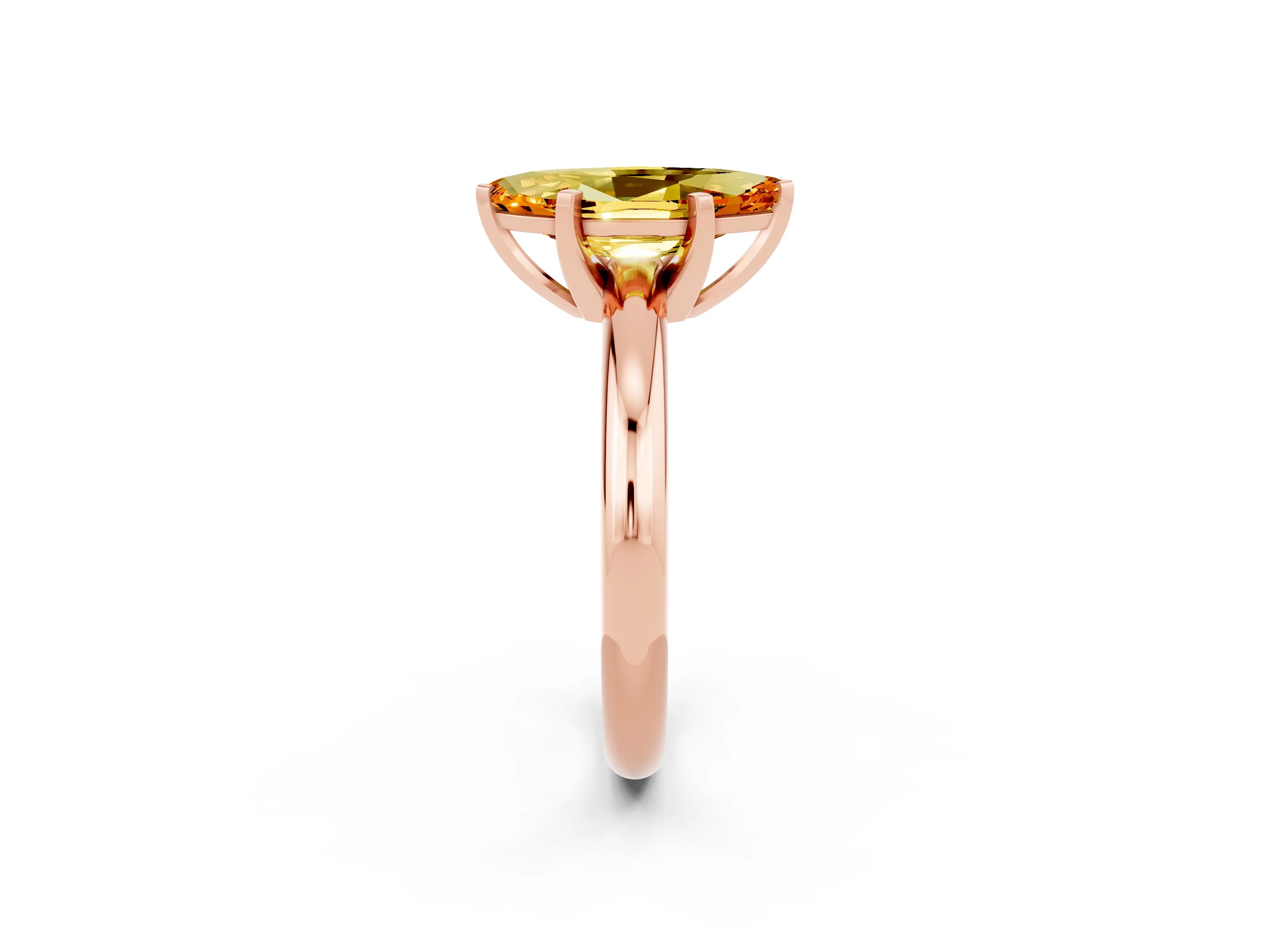 Rose gold Marquise Cut Citrine Solitaire Engagement Ring with Round Band and Four-Prong Setting_2