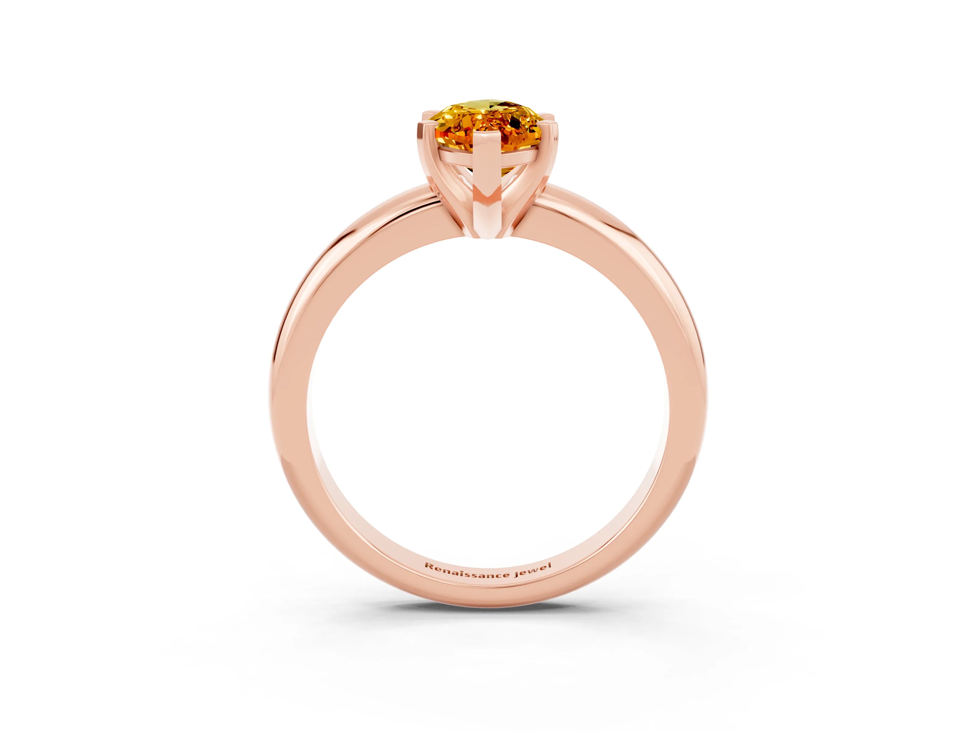 Rose gold Marquise Cut Citrine Solitaire Engagement Ring with Round Band and Four-Prong Setting_3