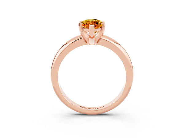 Rose gold Marquise Cut Citrine Solitaire Engagement Ring with Round Band and Four-Prong Setting