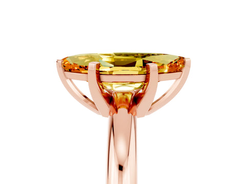 Rose gold Marquise Cut Citrine Solitaire Engagement Ring with Round Band and Four-Prong Setting_5